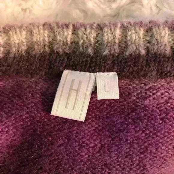 ASA Trading Womens Large Wool Blend Purple white and black sweater Dolman - Picture 4 of 5